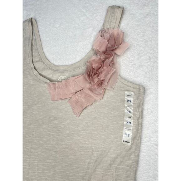 Old Navy Deadstock Pink Bow Beige Layering Tank sz XS Balletcore Feminine - Picture 2 of 6